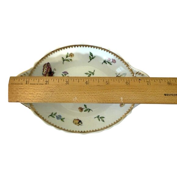 Godinger Primavera Pattern Serving Dish Butterfly Bee Ladybug Gold Plated 7" - Picture 8 of 10